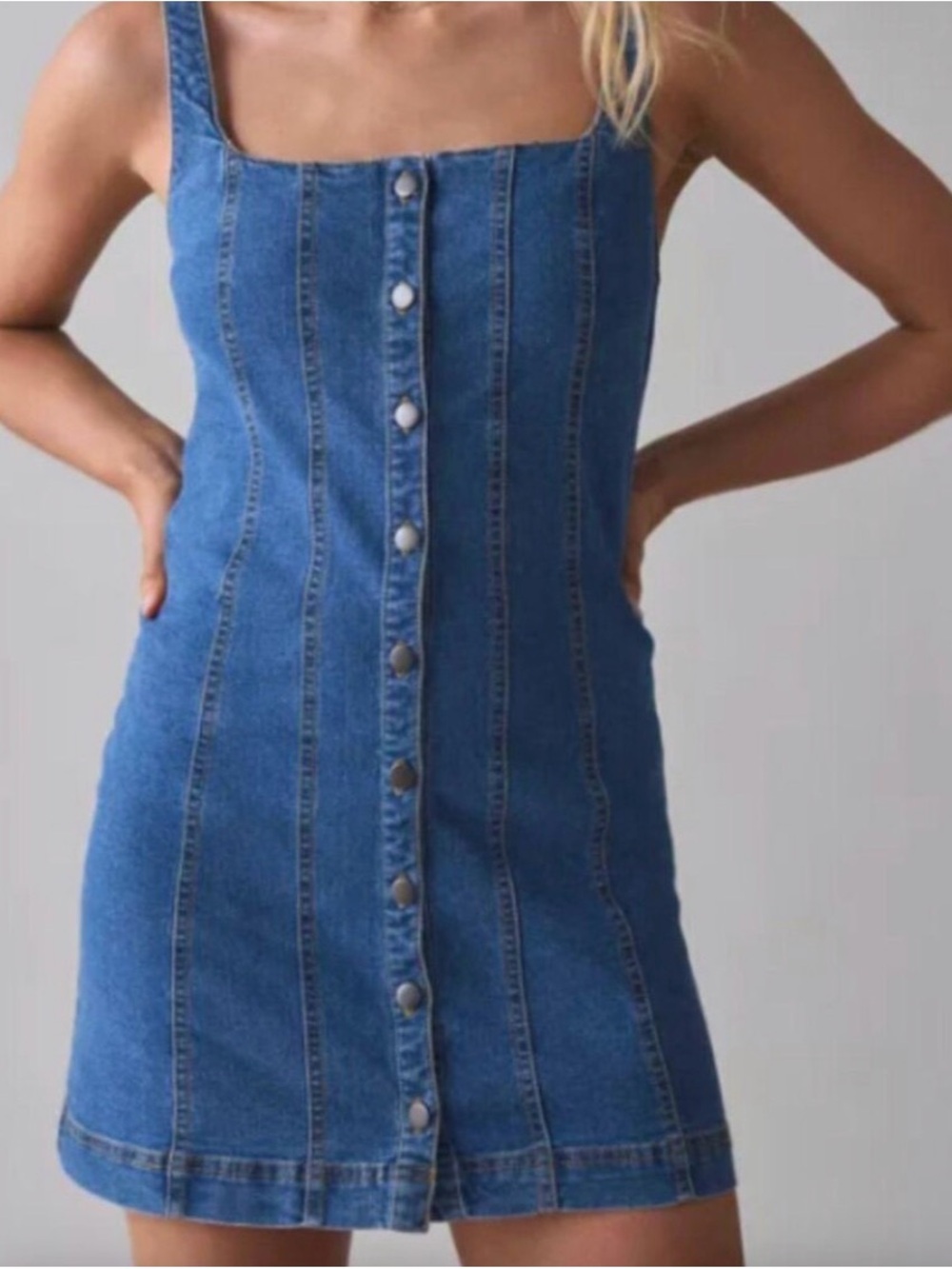 Urban Outfitters Blue Denim Button-Front Mini Dress